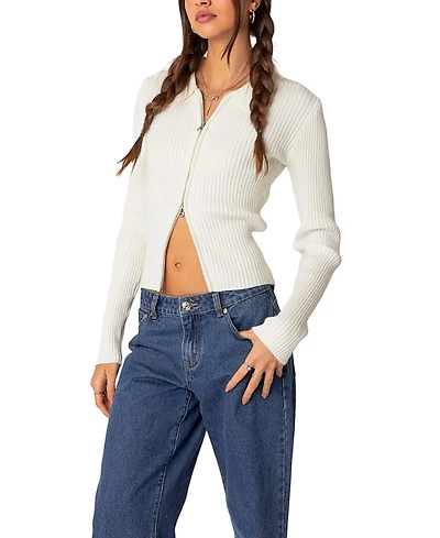 Edikted Cora Knitted Zip Up Cardigan