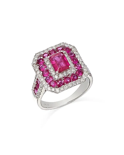 Bloomingdale's Fine Collection Ruby & Diamond Multi Halo Ring
