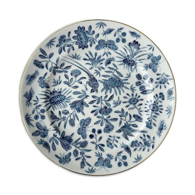 Sacred Bird & Butterfly Blue Dessert Plate