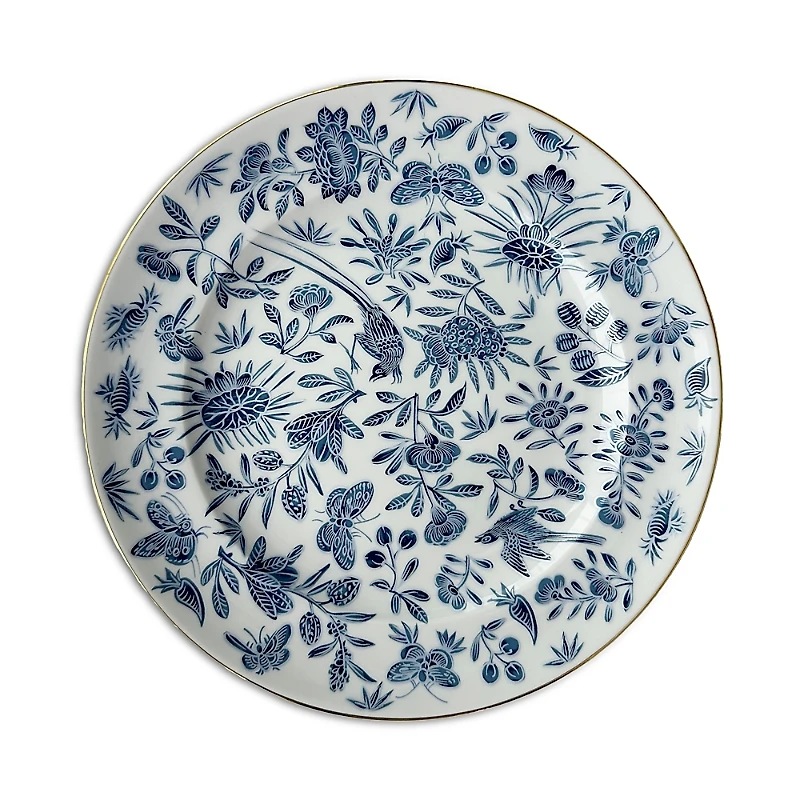 Mottahedeh Sacred Bird & Butterfly Blue Dessert Plate