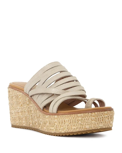 Donald Pliner Women's Leather Toe Loop Wedge Slide Sandals