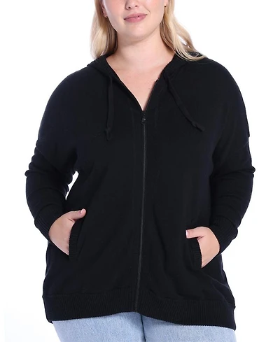 Plus V-neck Cashmere Zip Hoodie