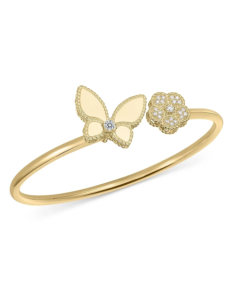 Roberto Coin 18K Yellow Gold Daisy & Butterfly Diamond Bangle Bracelet - Exclusive