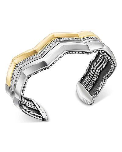 David Yurman Stax Zig Zag Three Row Cuff Bracelet
