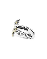 18K Yellow Gold & Sterling Silver Rare Wonders Caviar Bead Snake Ring