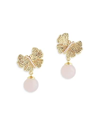 Anabel Aram Butterfly Rose Quartz Drop Earrings