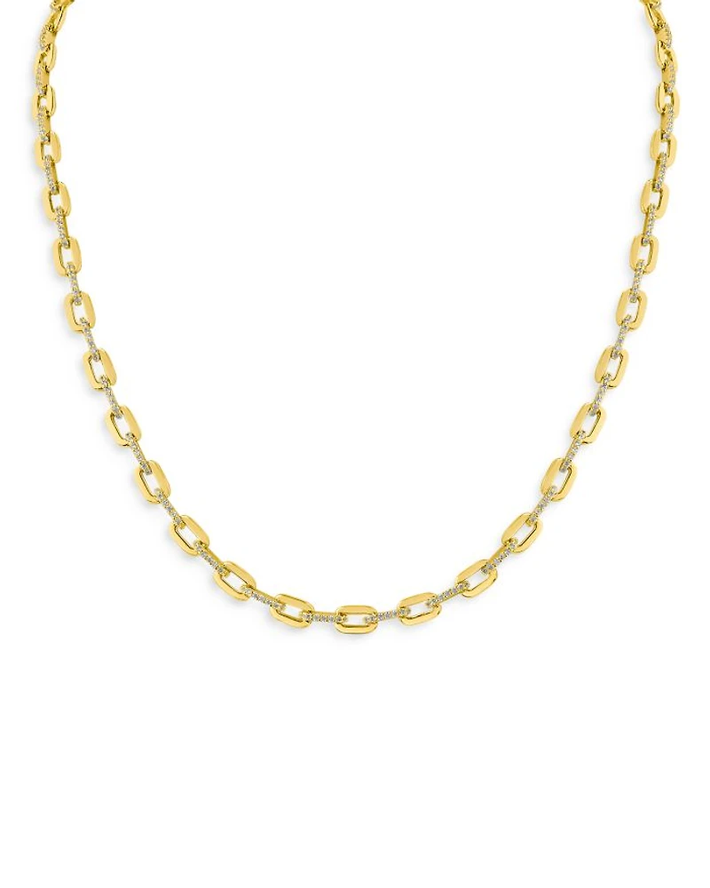 Delicate Pavé Link Necklace, 18"