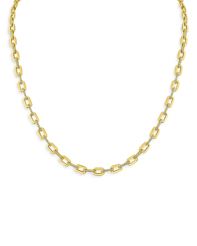 Cz By Kenneth Jay Lane Delicate Pave Link Necklace, 18
