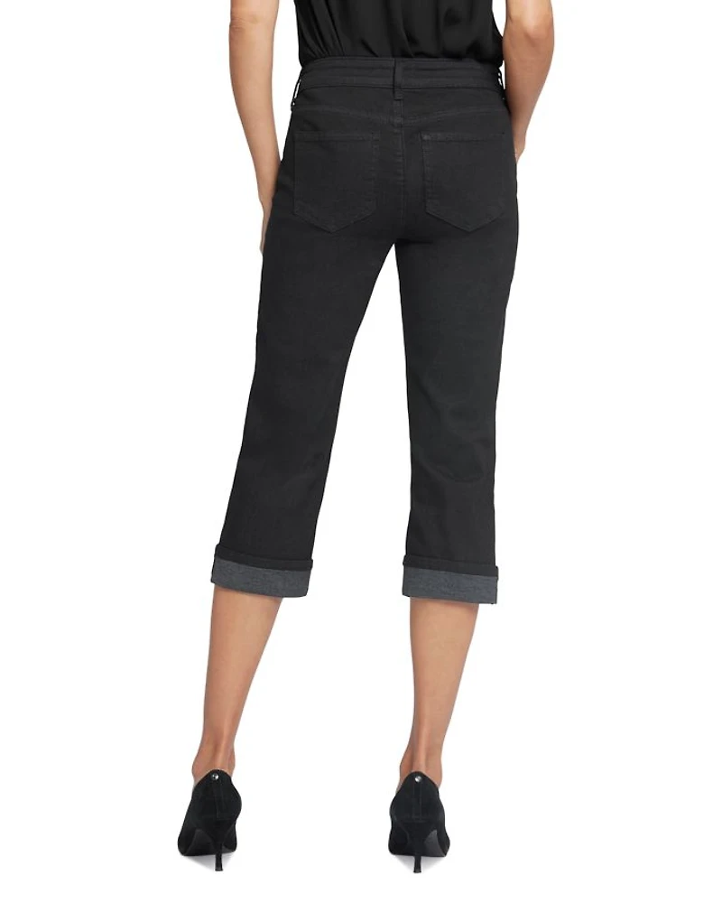 Marilyn High Rise Cuffed Cropped Straight Jeans Black