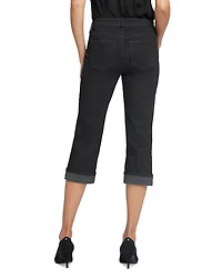 Marilyn High Rise Cuffed Cropped Straight Jeans Black