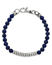 John Varvatos Sterling Silver Simit Lapis Lazuli Beaded Bracelet