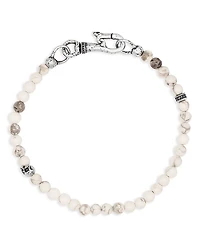 John Varvatos Sterling Silver Skull Howlite Beaded Bracelet