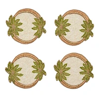 Oasis Coasters in Ivory, Green and Gold, Set of 4