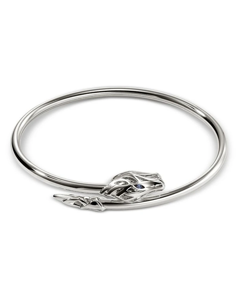 Sterling Silver Naga Blue Sapphire Dragon Cuff Bracelet