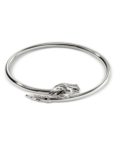 Sterling Silver Naga Blue Sapphire Dragon Cuff Bracelet