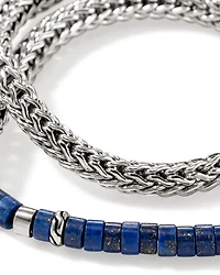 Sterling Silver Heishi Lapis Lazuli Beaded Double Wrap Bracelet