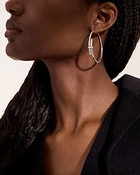 Sterling Silver Diamond Spear Hoop Earrings