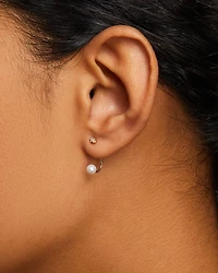 14K Yellow Gold Cultured Freshwater Pearl & Diamond Front to Back Earrings