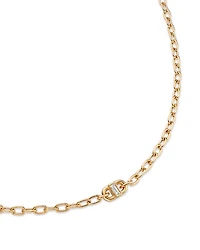 14K Yellow Gold Baguette Diamonds Diamond Baguette Oval Link Necklace, 14-16"