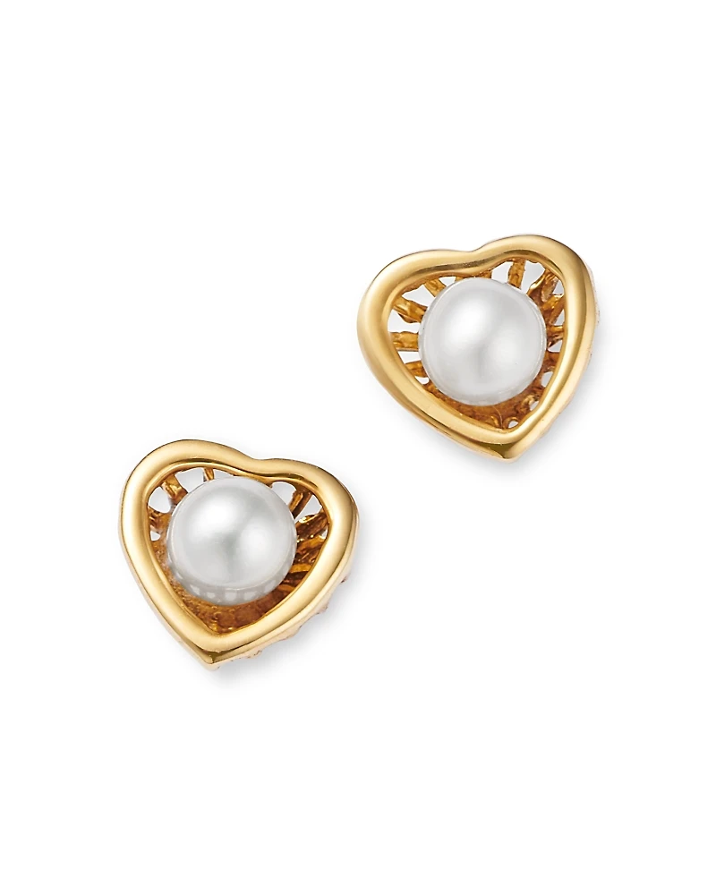 Bloomingdale's Fine Collection Children's Freshwater Pearl Heart Screw Back Stud Earrings