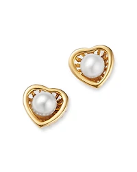 Bloomingdale's Fine Collection Children's Freshwater Pearl Heart Screw Back Stud Earrings