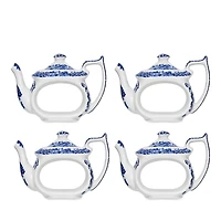Spode Blue Italian Teapot Napkin Rings - Set of 4