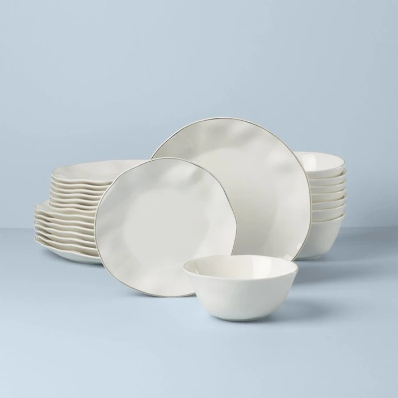 Blue Bay White 24-Piece Dinnerware Set