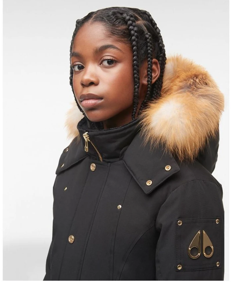 Unisex Gold Parka with Shearling Hood