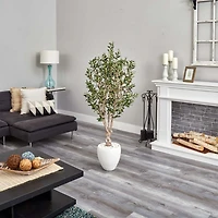 5ft. Olive Artificial Tree in White Oval Planter