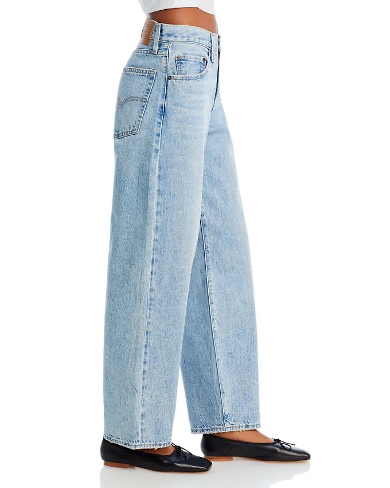 Baggy Dad High Rise Straight Jeans Fan Flare