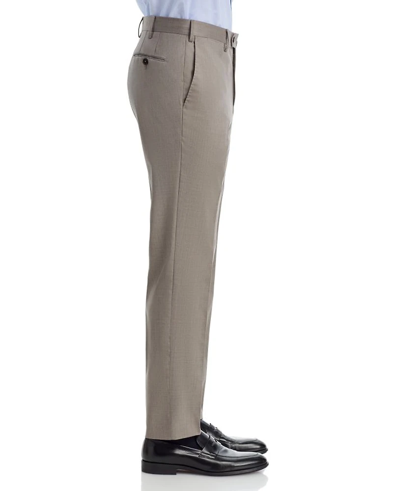 Slim Fit Flat Front Wool Trousers