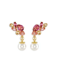 Gema Sakura Imitation Pearl & Crystal Mixed Cut Drop Earrings