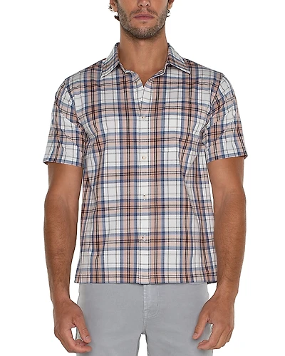 Liverpool Los Angeles Printed Short Sleeve Button Front Shirt