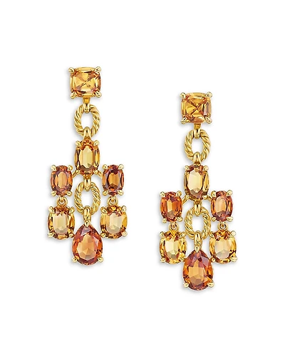 David Yurman 18K Yellow Gold Marbella Citrine & Madeira Citrine Chandelier Earrings