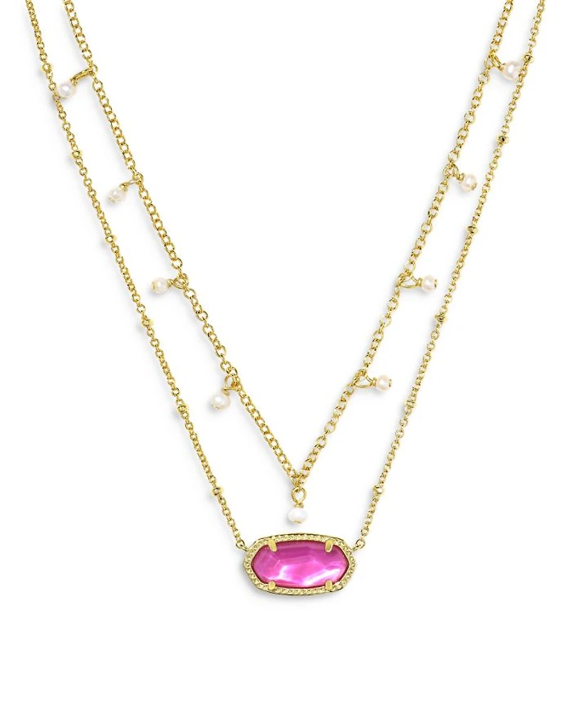Elisa Cultured Pearl Multi Strand Necklace in 14K Gold Plated, 20"