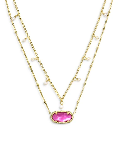 Elisa Cultured Pearl Multi Strand Necklace in 14K Gold Plated, 20"
