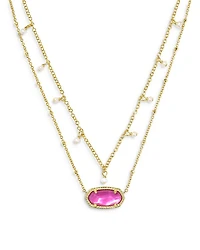 Elisa Cultured Pearl Multi Strand Necklace in 14K Gold Plated, 20"