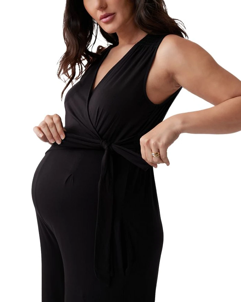 Maternity Sleeveless Knit Jumpsuit