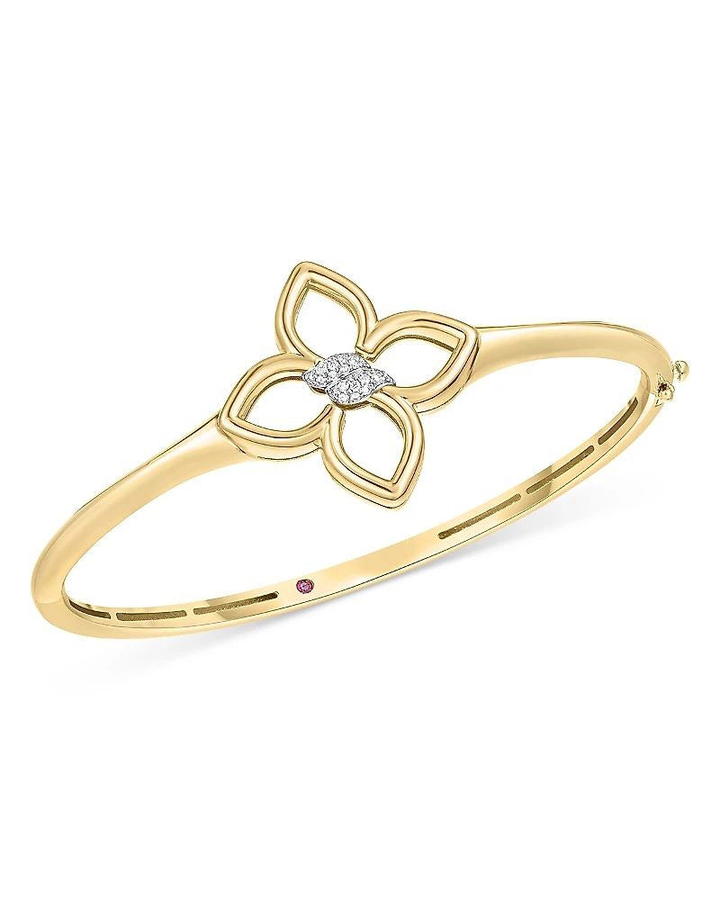 Roberto Coin 18K White & Yellow Gold Cialoma Diamond Flower Bangle Bracelet