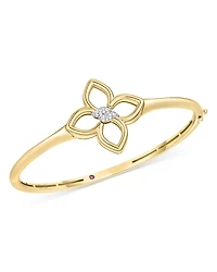 Roberto Coin 18K White & Yellow Gold Cialoma Diamond Flower Bangle Bracelet
