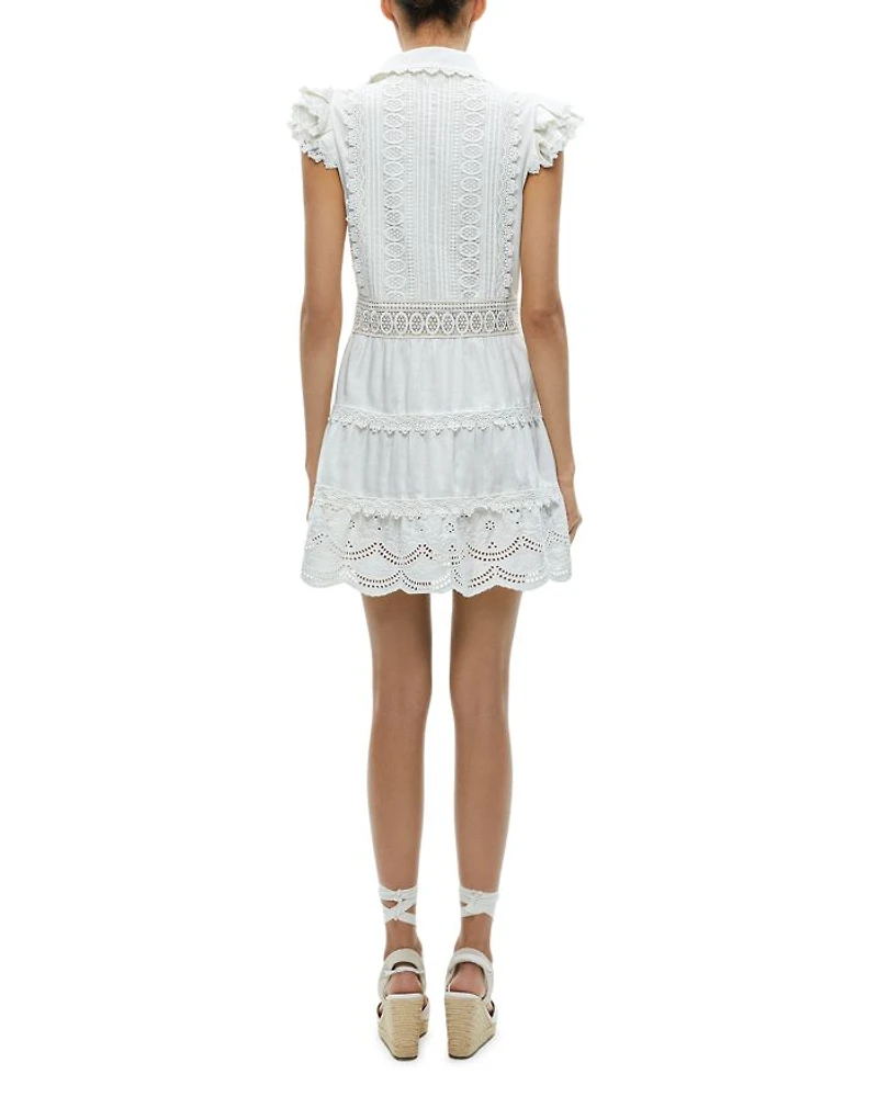 Meeko Embroidered Ruffle Sleeve Dress