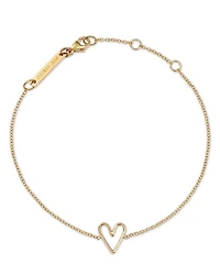 14K Yellow Gold Classic Open Heart Chain Bracelet