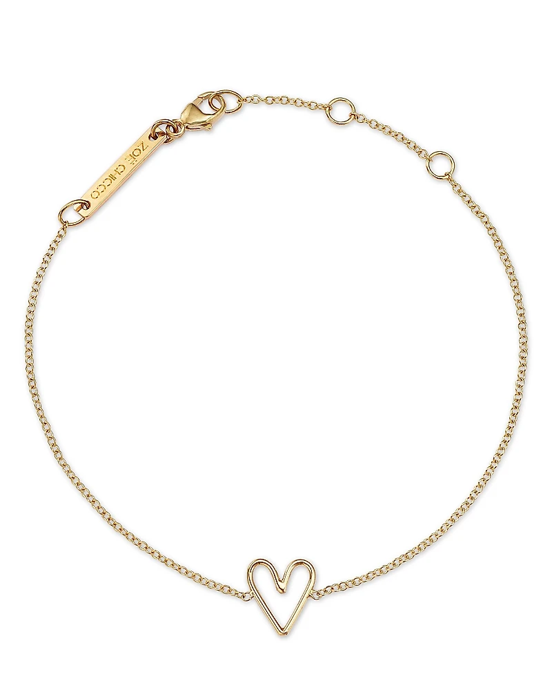 Zoe Chicco 14K Yellow Gold Classic Open Heart Chain Bracelet