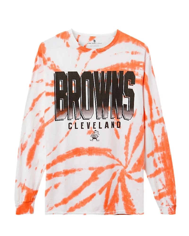 Junk Food Clothing Unisex Nfl Cleveland Browns Game Time Tie Dye Long Sleeve