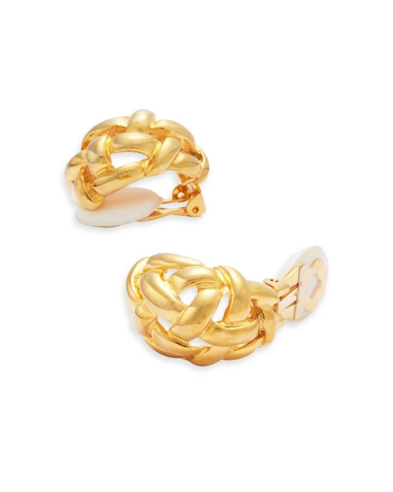 Weave Dome Clip On Earrings