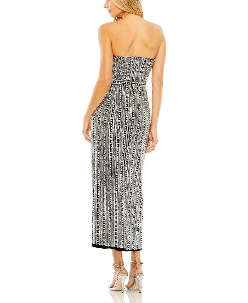 Embellished Strapless Column Dress