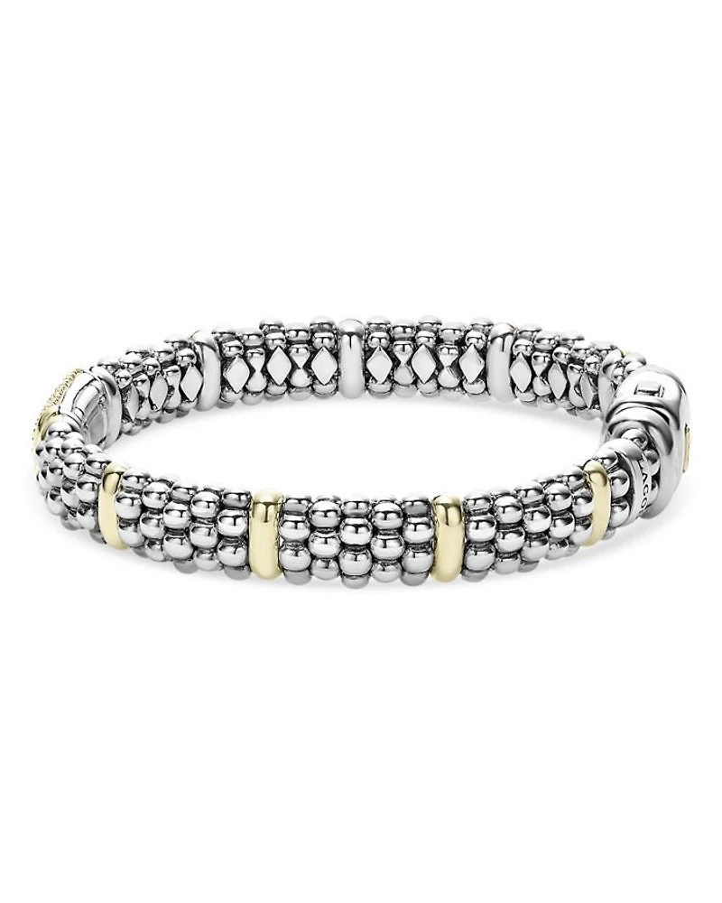 Lagos Caviar Oval Rope Bracelet with 18 Kt. Stations and Diamonds