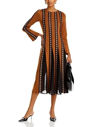 Grommet Trim Bell Sleeve Dress