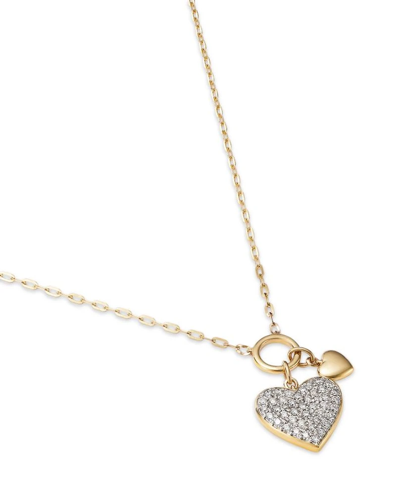 Diamond Heart Pendant Necklace in 14K Yellow Gold