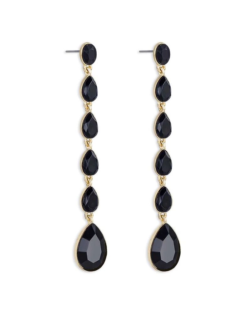 Crystallized Jet Crystal Linear Drop Earrings